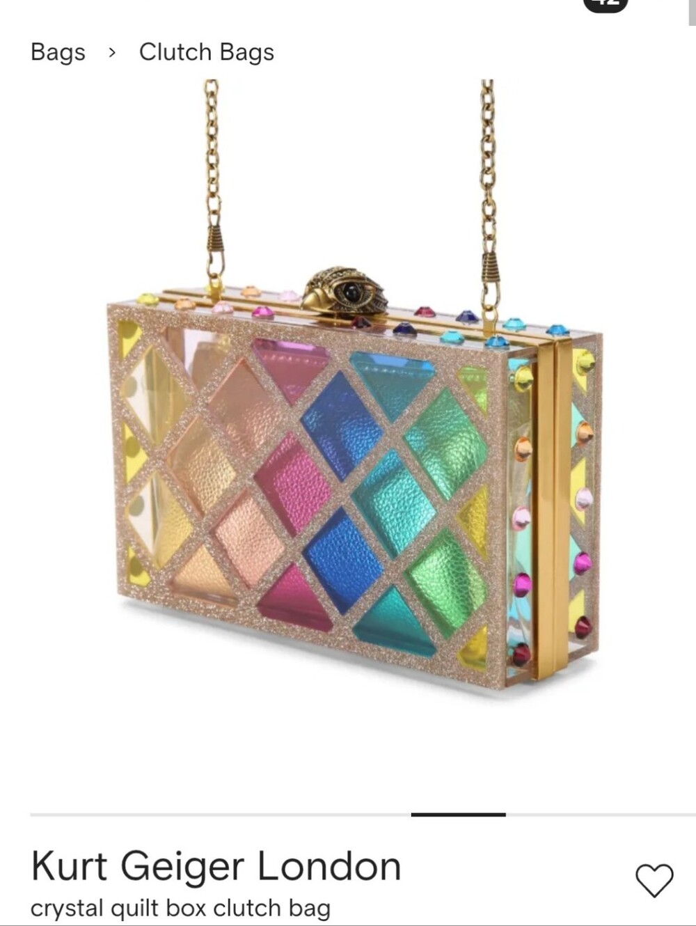 Kurt Geiger crystal quilt box clutch Crossbody bag Convertable  New